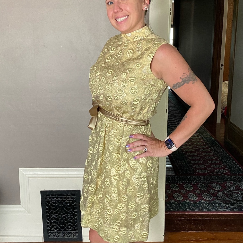 Vintage 1940”s gold dress with satin sash